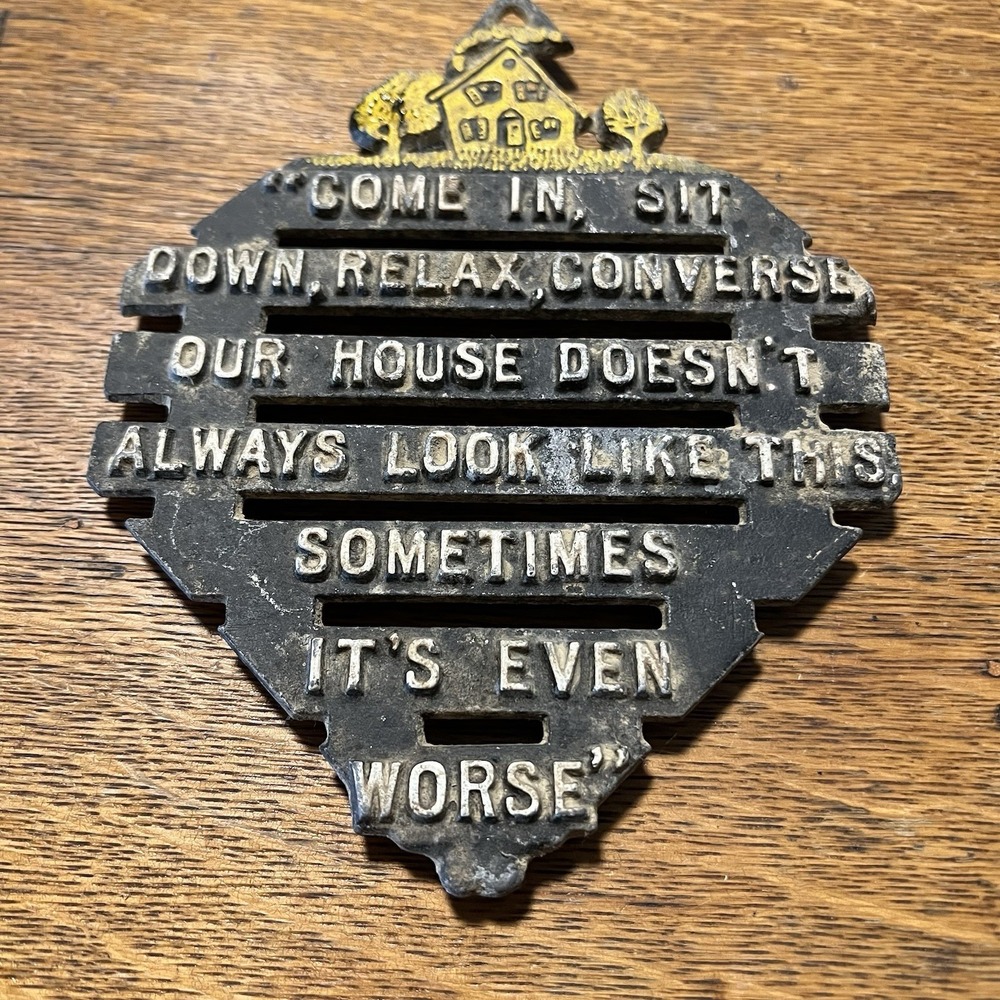 Vintage Humorous Funny Metal Iron Trivet Wall Hanging Decor MCM